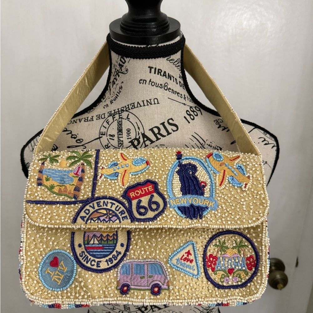 Beaded New York City Route 66 shoulder bag TikTok Viral Handcrafted Purse